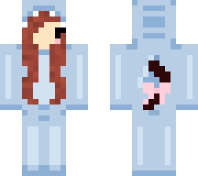 brown hair cat girl shark onesie