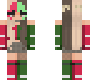half half pink green girl
