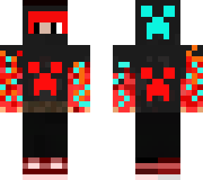 ninja fire boy with creeper face