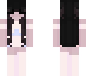 pink hair blue dress