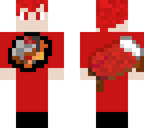 red bedwars player (pixel bed and fire ball)