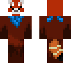 red panda with a blue scarf
