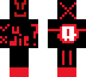 1st skin made red and black skin cautions on the back and question in front