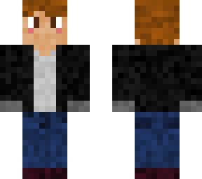 black jacket and blue jeans