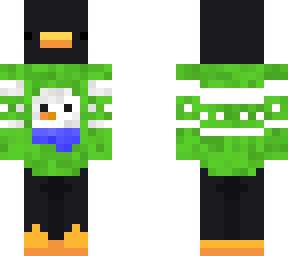 penguin in winter sweater