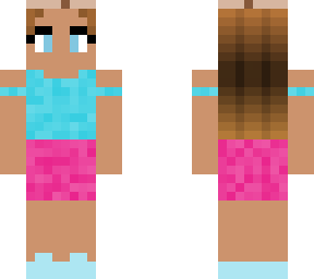 teal and pink girl with a cookie hat
