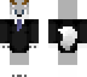 wolf in suit with reindeer horns
