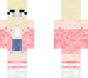 aphmau (pink jacket, blonde hair, blue eyes)