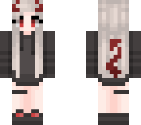 devil gril | white hair, black hoodie