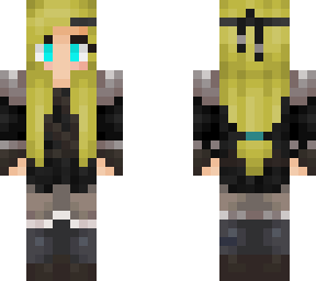 golden hair girl with black clothing