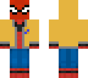 spiderman home coming with yellow jacket but with hood up