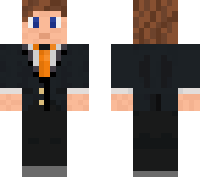 suit but orange tie