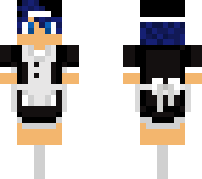 blue haired guy in maid outfit