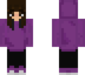 dark haired girl in purple hoodie