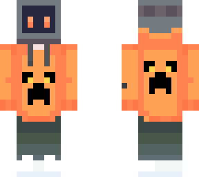 orange hoodie with creeper and tv head