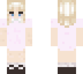 blonde girl pink dress