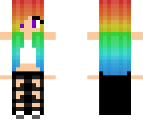 cute rainbow girl with purple eyes