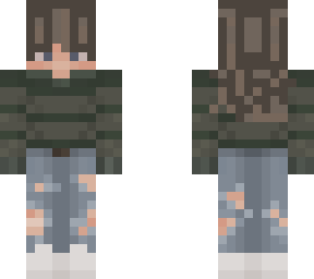ugly sweater, brown hair (blue eyes)