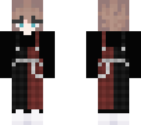 black and red overalls