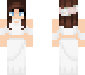 brunette girl in wedding dress