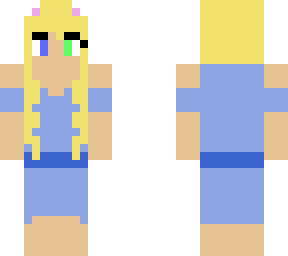 cat girl in blue dress