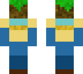 small person holding grass block