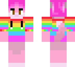a pink lynx with a rainbow hoodie