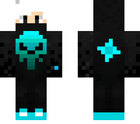 cyan skull fade hoodie