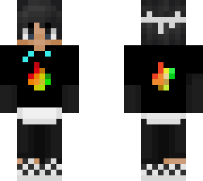 sapnap skin with black jacket and 2 sides of rainbow fire