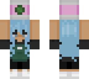 blue hair girl holding unicorn frappe