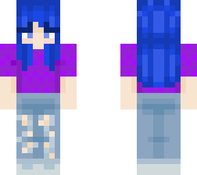 blue hair with space buns