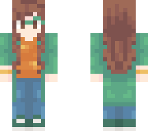 brown hair girl with glasses