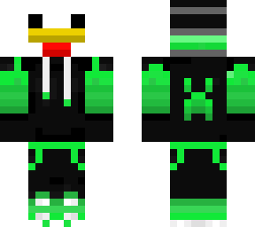 green enderman hacker with a chicken mask