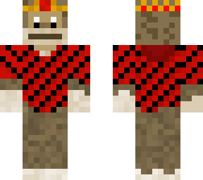 monkey with red and black jacket and crown