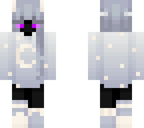 soft enderman girl with pastel moon sweatshirt and horns