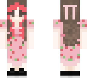 strawberry dress with red/brown hair