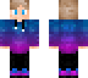 blondie with purple/blue hoodie