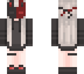bunny mask gril | white hair, black hoodie
