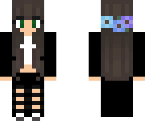 cute girl with brown hair and rainbow flowers