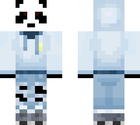 panda in light blue hoodie