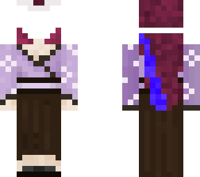 purple flower kimono (hair hugging face)