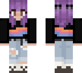 purple hair girl in sweater