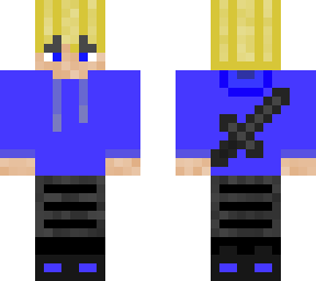 blue and black sweatshirt with sword