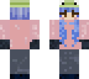 blue hair x froggy hat