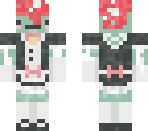 mushroom hat on frog with maiddress