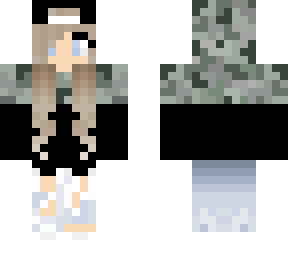 cool girl/camo hoodie/brunette