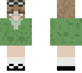 green sweater with goggles