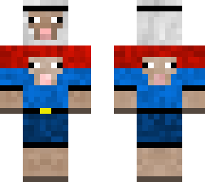 red & blue shirt sheep