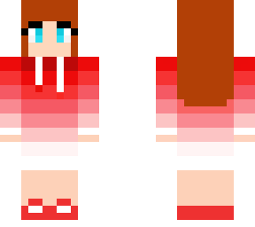 a girl wearing reddish white long sweatshirt or long hoodie with red shoes