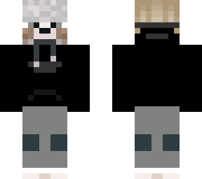 blond dog mask boy with black hoody